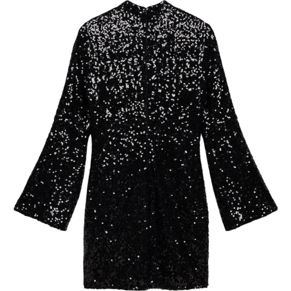 Mint Velvet Black Split Sleeve Sequin Mini Dress